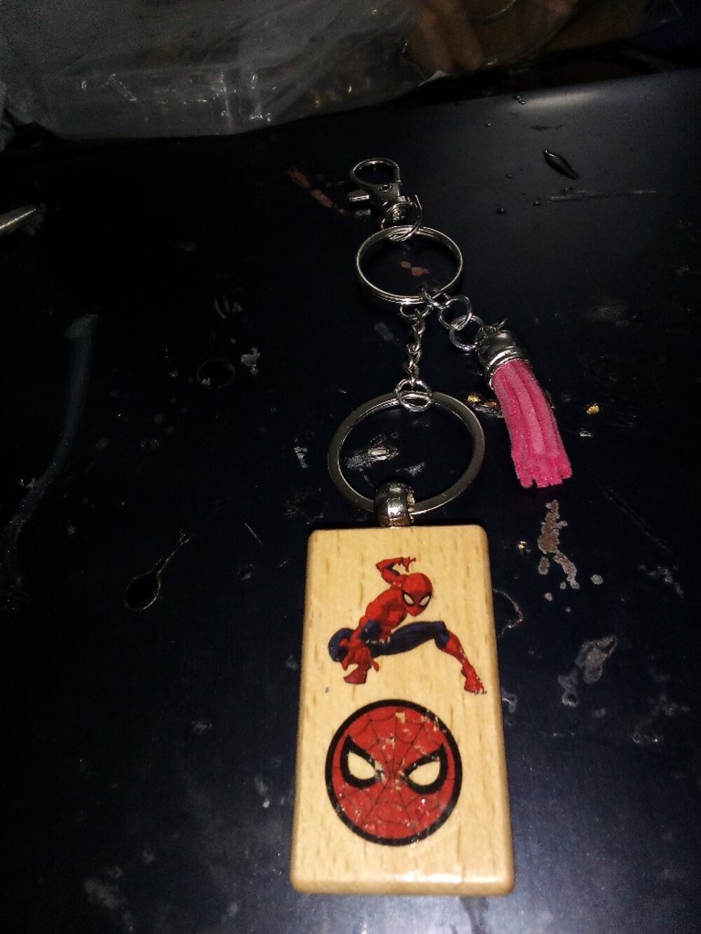 Wooden Spiderman Keychain Bag Charm